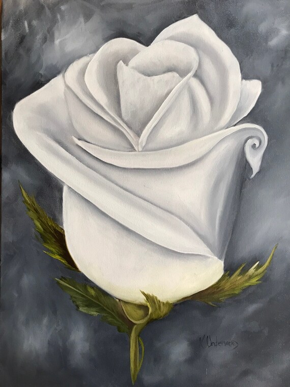 Sale Large White Rose 16 X Inch Box Canvas Oil Painting Etsy
