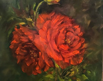 Romantic Red Roses Oil Painting