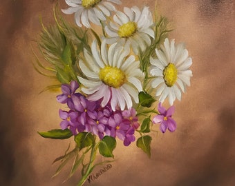 Daisy bouquet Oil Painting 12 x 12 inch box canvas