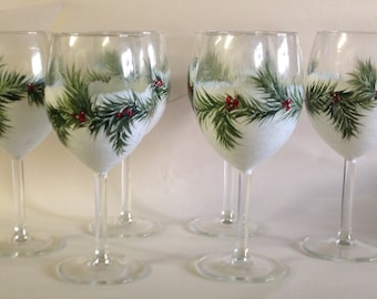 Christmas Wine Glasses Glass art