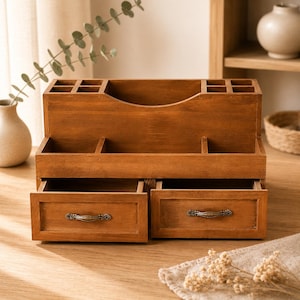 Drawers organizer, rustic desktop organizer,