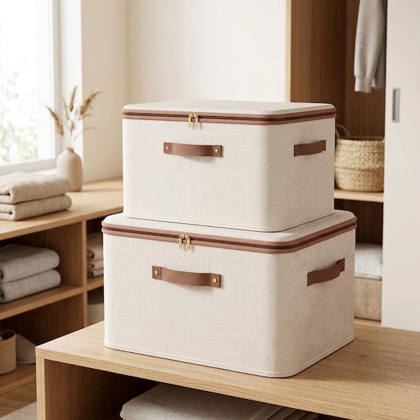 Stoffaufbewahrungsbox mit Deckel, faltbarer Kleiderschrank-Organizer, Aufbewahrungsbox für Kleidung und Decken, Aufbewahrungsbox für unter dem Bett, Wäscheorganizer