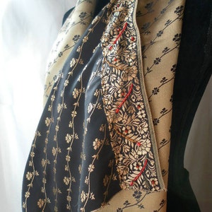 Black gold satin sari reversible handmade hand beaded shawl