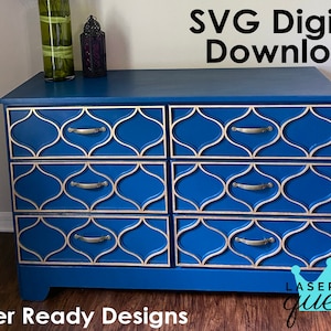 Glowforge プロジェクト用の引き出し前面オーバーレイ SVG レーザーカット ファイル | レーザー対応引き出し前面 | デジタル ダウンロード - SVG / PDF
