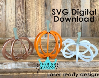 3D Pumpkins SVG Laser Cut Files for Glowforge projects | Laser Ready Pumpkin | Halloween | Thanksgiving  Fall | Digital Download- SVG / PDF