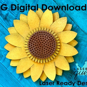 Sunflower SVG Laser Cut Files for Glowforge projects | Autumn Deco | Sunflower Fall Decoration | Digital Download- SVG / PDF