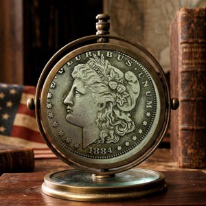 Rare 1884 O Morgan Silver Dollar Error Coin, Two Faces Double Strike Die Anomaly, New Orleans Mint US Collectible, Historical Numismatic.