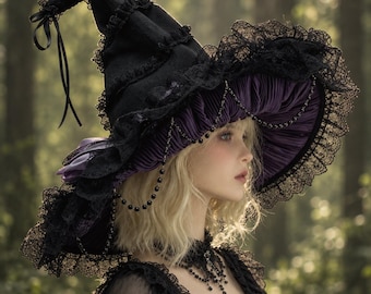 Halloween Witch Hat | Medieval Wizard Hat | Gothic Cosplay Accessory | larp Costumes