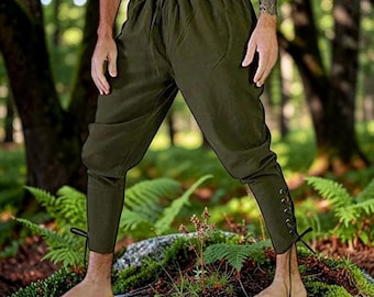Pantalones medievales con cordones para hombre, pantalones harén vikingos, disfraz renacentista para LARP, atuendo de cosplay pirata.
