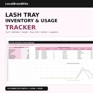 Lash Tray Inventory Tracker, Excel Spreadsheet for Lash Techs