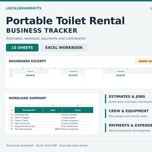 仮設トイレレンタル用Excelトラッカー（ユニット、ルート、サービス、支払い）