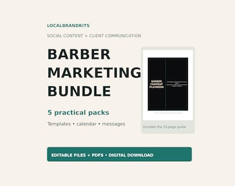 Barber Marketing Bundle: PowerPoint Templates, Excel Calendar & Client Messages