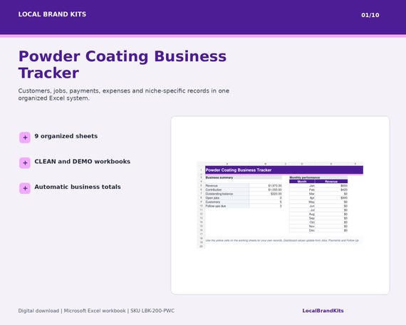 Powder Coating Excel Tracker, Part Intake, Batches and Quality Checks