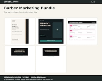 Barber Marketing Bundle: PowerPoint Templates, Excel Calendar & Client Messages