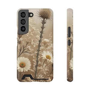 Telefoonhoesje met bloemen en kaarthouder, chique bloemdessin voor natuurliefhebbers, functioneel cadeau voor vrienden, lente- en zomeraccessoire, [...]
