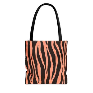 Sac fourre-tout zèbre, corail et noir, 3 tailles, 5 couleurs de poignée, sac à imprimé animal, sac à bandoulière élégant, fourre-tout à la mode, cadeau pour elle,