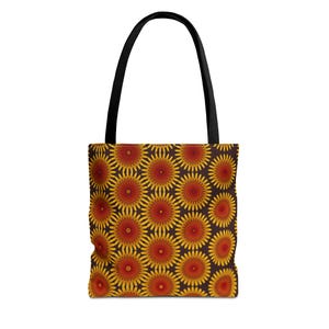 Draagtas met zonnebloemprint: boodschappentas van polyester met bloemen