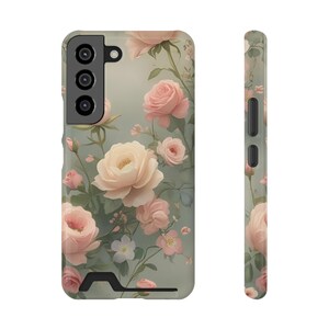 Telefoonhoesje met bloemenprint en kaarthouder | Elegant bloemontwerp, stijlvol telefoonaccessoire, cadeau voor haar, Moederdagcadeau, smartphonehoesje