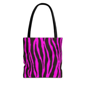 Sac fourre-tout fuchsia à rayures zébrées (AOP)