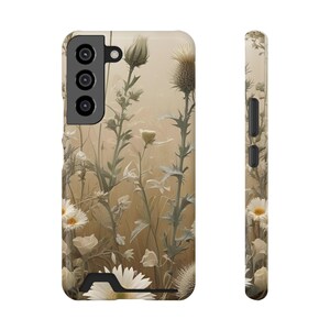 Floral Phone Case with Card Holder: Impact-Resistant Polycarbonate, MagSafe Compatible