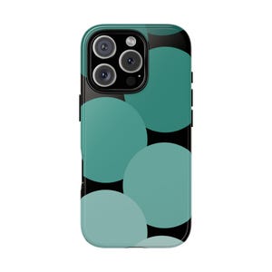Teal Polka Dot Phone Case: Impact Resistant, Wireless Charging