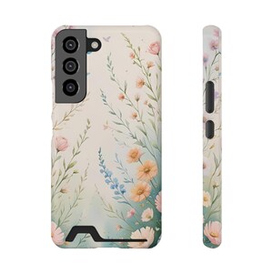Funda floral para teléfono con tarjetero, elegante funda para celular, diseño floral primaveral, regalo para ella, accesorio de viaje, accesorio floral