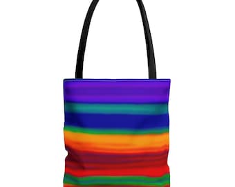 Bolsa de poliéster con rayas vibrantes: bolsa reutilizable para compras en la playa