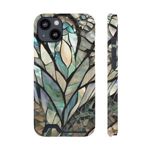 Elegante funda de mosaico para teléfono con tarjetero, accesorio único para smartphone, regalo para ella, organizador de tecnología con estilo, perfecto para el día a día.