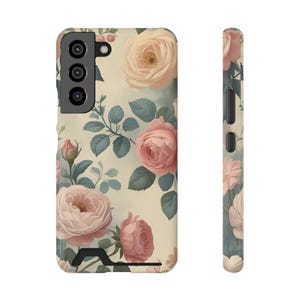 Bloemen telefoonhoesje met kaarthouder, elegante bloemenhoes mobiele telefoon, stijlvol cadeau voor haar, lenteaccessoire, Moederdagcadeau