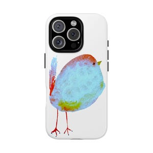 Funda para teléfono, diseño de caricatura de una mamá pájaro acuarela, funda resistente de colores brillantes para amantes de las aves, funda protectora para teléfono, ideas de regalo únicas.