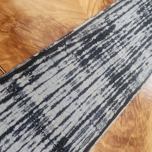 Quilted Table Runner, Tie Dye Blue and Gray,
