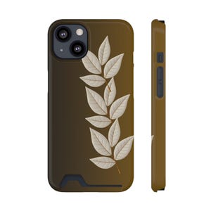 Elegante Blatt-Handyhülle mit Kartenhalter, Naturliebhaber Geschenk, funktionales Smartphone-Zubehör, niedliche Herbstästhetik, umweltfreundliche Handyhülle
