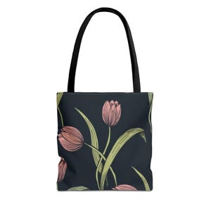 Floral Tulip Tote Bag: Boho Eco-Friendly Shopping Bag