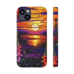 Lebendige Blumen Handyhülle, Sonnenuntergang Handyhülle, Kartenhalter, Geschenk für sie, Boho Handyhülle, Geburtstagsgeschenk, Sommer Vibes