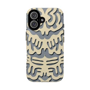 Custodia per telefono, design 3D tribale, custodia protettiva resistente, finitura opaca lucida, disegnata a mano, guscio resistente, resistente, custodia durevole