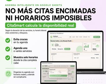 Agenda de Citas en Google Sheets | Clientes, Servicios, Pagos y WhatsApp | CitaSmart