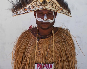 West Papua Tribal Portrait | Raja Ampat Cultural Photography | Indigenous Musician Fine Art Print