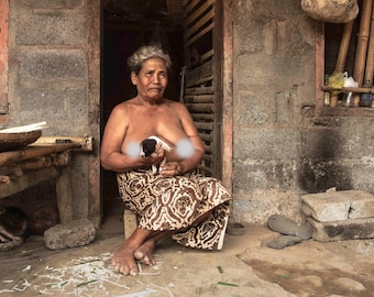 Village Caregiver with Bali Dog Puppy | Bali Documentary Photography | Fine Art Print