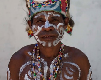 West Papua Tribal Portrait | Raja Ampat Cultural Photography | Indigenous Musician Fine Art Print