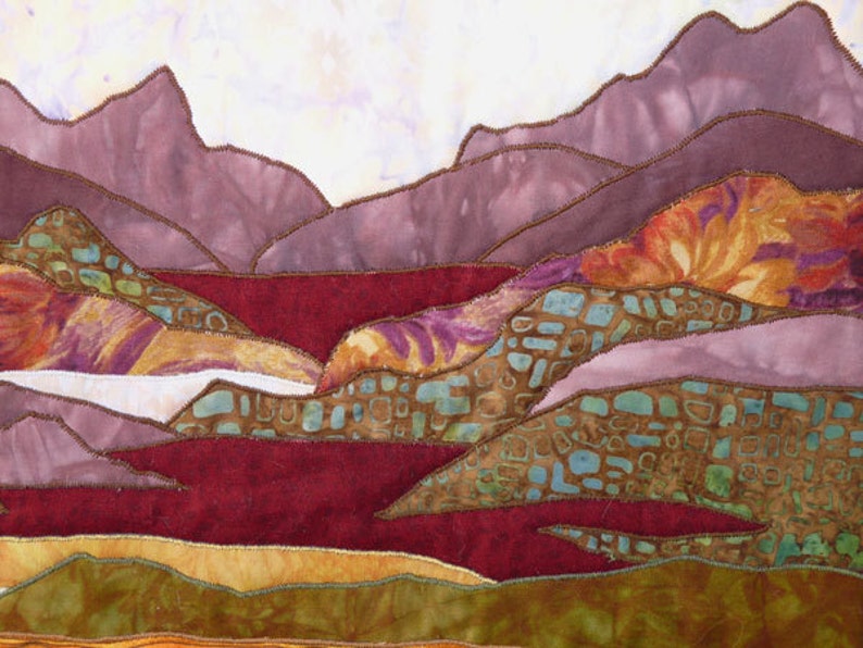 Rustic Mountains Meadows Fabric Landscape Art Desert Colors Etsy