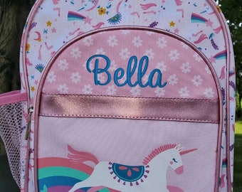 Unicorn Embroidered Kids Backpack, Personalized Back to  display picture 1