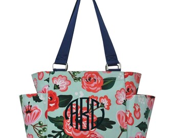 Small Personalized floral utility tote - shower caddy - perfect for dorm