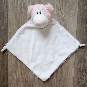 Pink Bear Baby Blanket personalized, Pink bear security blanket, Personalized baby gift