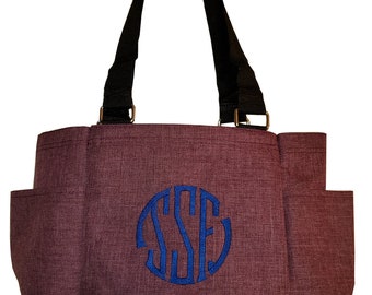 Small utility tote - Dark cherry -personalized gift - custom monogram or  name