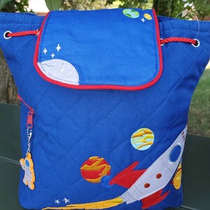 Boys Personalized Toddler Space backpack, Stephen Joseph  boy preschool bag, Rocket backpack, ages 1 to 3