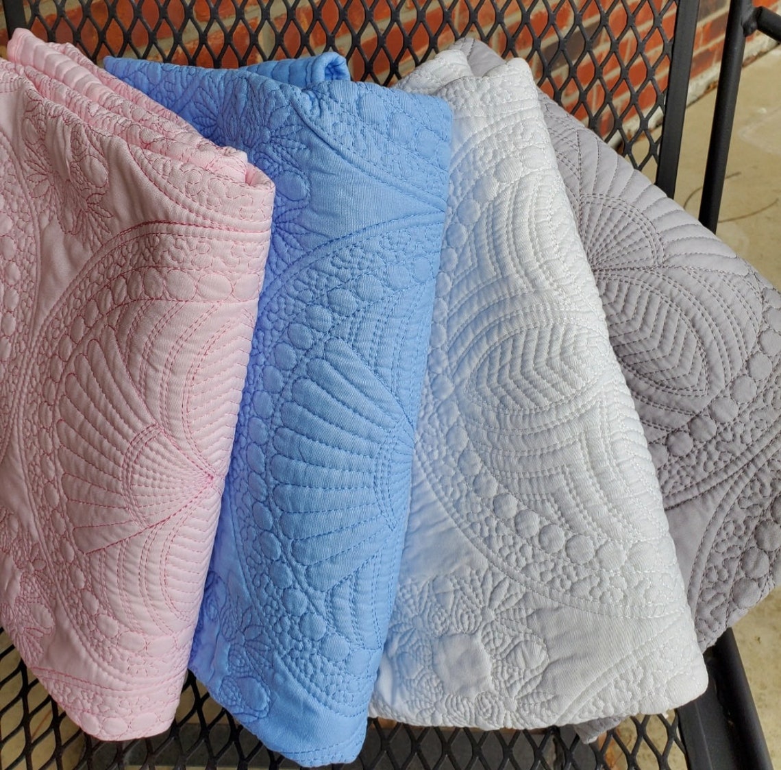 Heirloom Baby Quilt Personalized Gray Quilt Monogrammed Baby Etsy