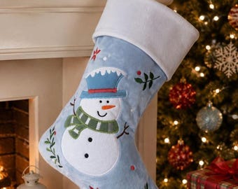 Personalized Snowman Christmas Stocking, Embroidered name stockings, ships October