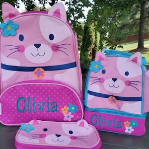 Black Cat Pattern School Backpack With Glitter Decoration, Lunch Bag And  Pencil Case 3pcs/set