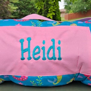 Personalized Mermaid Girls Nap Mat, Kids Nap Mat with pillow and blanket, Pre-School Sleep Mat, Daycare Nap mat, School Nap Mat