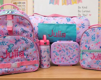 Personalized Butterfly Backpack, Lunchbox, Nap Mat, Water Bottle Set